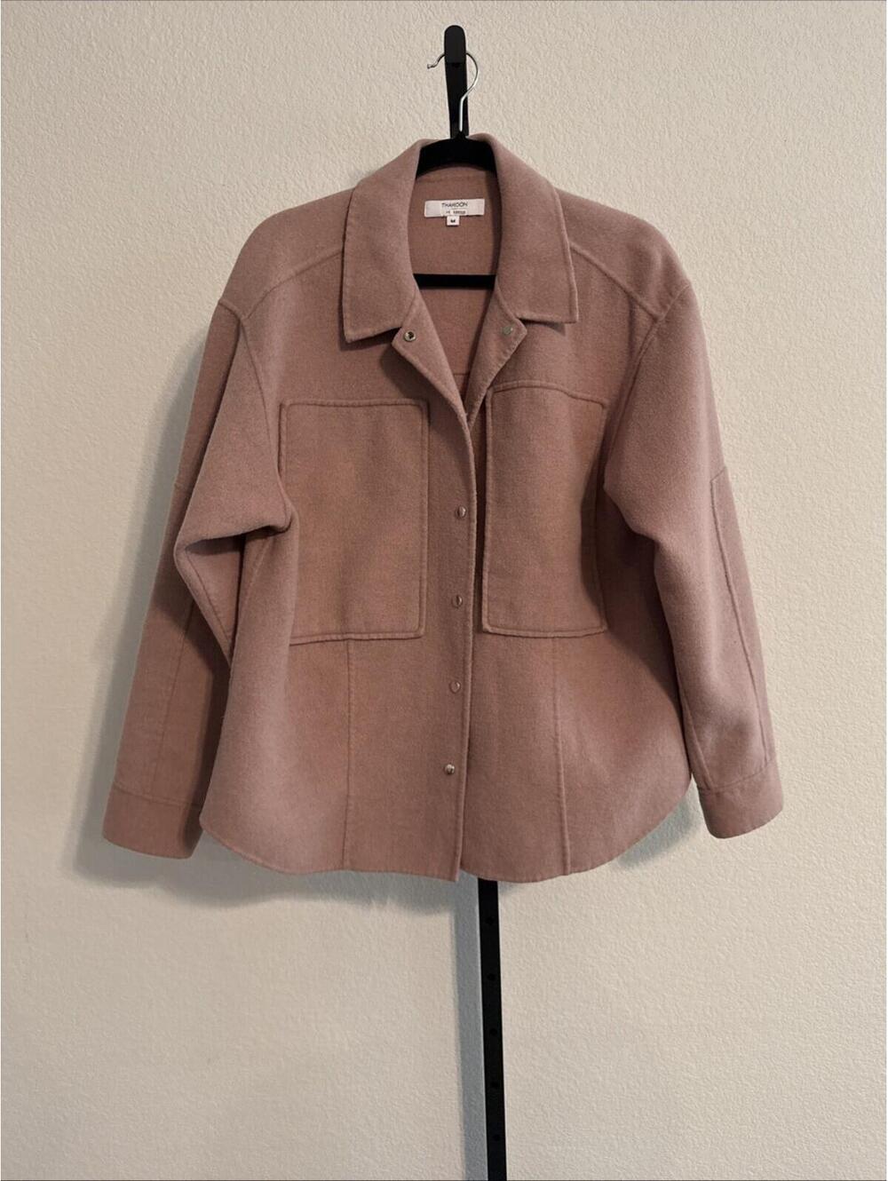 THAKOON COLLECTIVE WOOL BLEND DOUBLE FACE PINK SHIRT JACKET SHACKET SIZE Medium